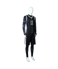 Men Black Slim Soccer Team Uniform 3Pcs Sportswear -Accessories Shop seishiro nagi blue lock outfits halloween cosplay costume 2 700x823 1