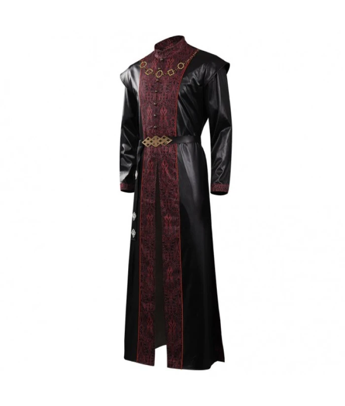 Men Medieval Fantasy King Black Leather Coat Halloween Costume 4 Men Medieval Fantasy King Black Leather Coat Halloween Costume - Image 2