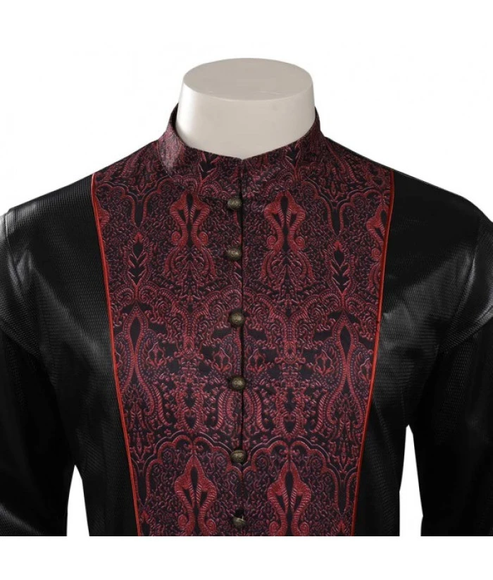 Men Medieval Fantasy King Black Leather Coat Halloween Costume 7 Men Medieval Fantasy King Black Leather Coat Halloween Costume - Image 5